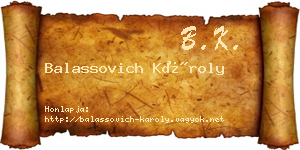 Balassovich Károly névjegykártya